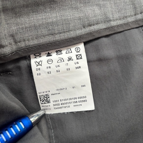 HUGO BOSS Halmex Straight Wool Blend Dress Pants High Rise Men's SZ 37 Gray - Picture 10 of 16
